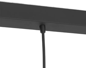 Candeeiro de suspensão Art Deco preto com vidro fumê oblongo 3-luzes - Busa Art Deco
