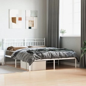 Estrutura de cama com cabeceira 150x200 cm metal branco