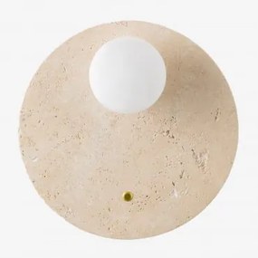 Aplique De Parede Ø30 Cm Em Travertino Com Bola De Cristal Davise Travertino - Sklum