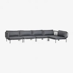 Sofá Modular De Jardim Em Canto De 5 Peças Em Aço Roubly Cinza Grafito - Sklum