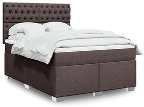 Cama com molas/colchão 140x190 cm tecido castanho-escuro