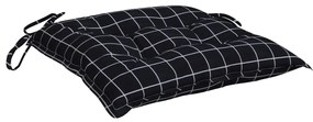 Almofadões para cadeira 6 pcs 40x40x7 cm tecido xadrez preto
