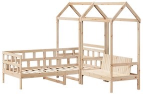 Conjunto de sofá-cama com telhado 90x200 cm pinho maciço