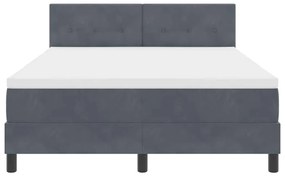 Cama Box Spring com Colchão e LED Cinza Escuro 140x200 cm Veludo