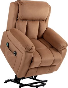 HOMCOM Poltrona de Massagem Elevatória com Aquecimento Lombar e Controlo Remoto Reclinável Castanho | Aosom Portugal