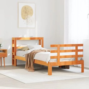 vidaXL Estrutura cama c/ cabeceira 90x190 cm pinho maciço castanho-mel