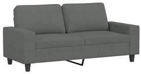 2 pcs conjunto de sofás tecido cinzento-escuro