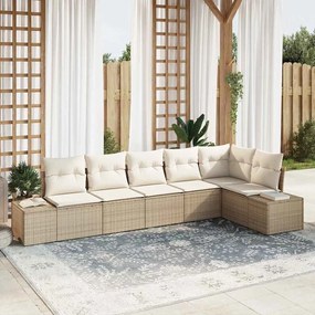 vidaXL Conjunto de Sofás de Jardim de 6 Peças com Almofadas Bege em Rattan