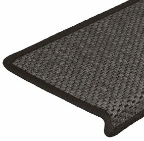 Tapetes escada adesivos aspeto sisal 15pcs 65x21x4 cm antracite