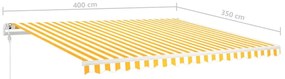 Toldo retrátil manual com postes 4x3,5 m amarelo e branco