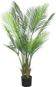 Planta artificial de interior com 120 cm, palmeira artificial com vaso de plástico e acabamento flocado, verde