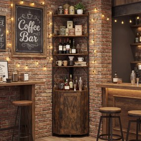 Estante de canto com armazenamento com 38 x 38 x 180 cm com grades de proteção Castanho