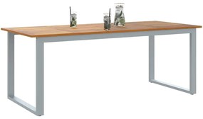 Mesa de Jantar Externa vidaXL Cinza 200x90x75 cm Aço&amp;Madeira Sólida Ac
