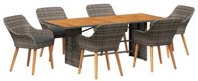 vidaXL Conjunto de Jantar para Jardim 7 pcs Cinzento e castanho