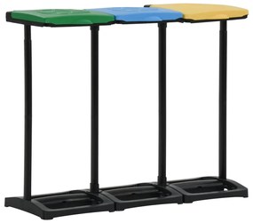 vidaXL Suporte para sacos do lixo com tampa 240-330 L PP multicor