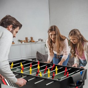 Mesa multi-jogo 4 em 1 Mesa de futebol de mesa 4 em 1 125 cm com bilhar, hóquei no ar e ténis de mesa com acessórios para salas de jogos de bar