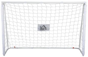 HOMCOM Baliza de Futebol com Suporte de Metal e Rede para Treino e Diversão de Futebol no Jardim Ar Livre 186x62x123 cm Branco