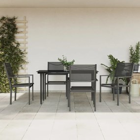 5 pcs conjunto de jantar para jardim aço e textilene preto