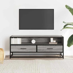 Móvel p/ TV 100x34,5x40 cm deriv. madeira/metal cinzento sonoma