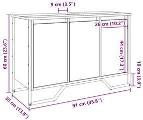 Móvel p/ lavatório 91x35x60cm derivados madeira cinzento sonoma