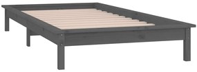 Estrutura cama c/ LED solteiro 75x190cm madeira maciça cinzento