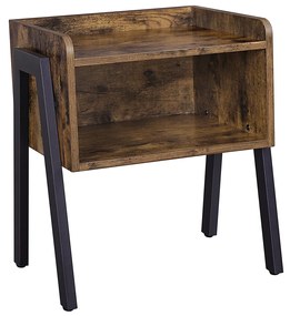 Mesa de cabeçeira ou mesa de apoio de estilo industrial com compartimento grande 42 x 52 x 35 cm Castanho Vintage-preto