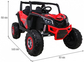 Buggy elétrico para Crianças 24V 4x4 2 Lugares UTV-MX Rodas de EVA, Assento de couro Vermelho