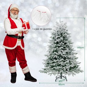 Árvore de Natal artificial com luzes LED brancas quentes e base de montagem fácil - 146 cm verde e branco