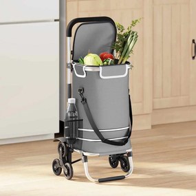 vidaXL Carrinho de Compras Cinzeto 47 x 39 x 100.5 cm Tecido Oxford