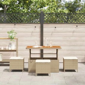 Conjunto de Jantar de Jardim em 4 Peças com Almofadas Bege em Rattan S