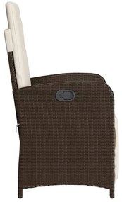 Cadeiras jardim reclináveis 2 pcs c/ apoio de pés vime castanho