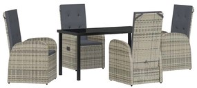 Conjunto de móveis de exterior 5 pcs Cinzento 140 x 70 x 73 cm