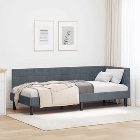 vidaXL Estrutura de Cama de Canto Cinza Escuro 80 cm x 200 cm Veludo