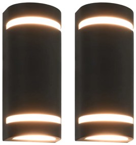 Candeeiros de parede exterior 2 pcs 35 W semicilíndrico preto