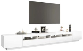 Móvel de TV Giancarlo com Luzes LED de 300cm - Branco Brilhante - Desi