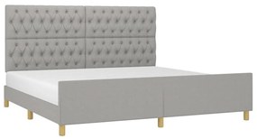 Estrutura de cama 200x200 cm tecido cinzento-claro