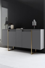 Conjunto de Mobiliário de Sala Luxe – Antracite e Dourado – Console 16