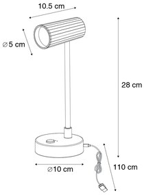 Candeeiro de mesa branco incl. LED regulável em 3 etapas recarregável - Telescópio Moderno