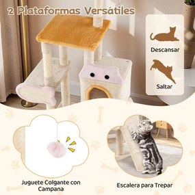 Arranhador para gatos 95 x 43 x 125 cm de interior Torre com vários níveis, com poleiro de pelúcia, caverna, postes para arranhar de sisal, rampa e bo