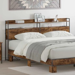 vidaXL Cabeceira de armazenamento com cabeceira Carvalho fumado 180 cm