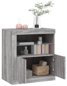 Aparador com luzes LED 60,5x37x67 cm cinzento sonoma