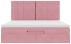 Estrutura de cama otomana com colchões 180x200 cm veludo rosa