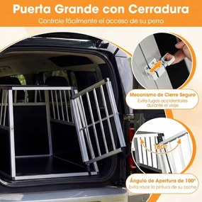 Caixa de transporte para cães em alumínio, com porta e fechadura 91 x 65 x 69,5 cm