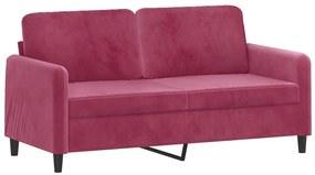 2 pcs conjunto de sofás com almofadas veludo vermelho-tinto