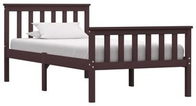 vidaXL Estrutura de cama 90x200 cm pinho maciço castanho-escuro