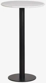 Mesa Alta De Bar Redonda Ø60 Cm Em Pedra Natural Xiren Preto & Mármore Branco Guangxi - Sklum
