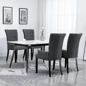 vidaXL Cadeiras jantar c/ apoio de braços 4 pcs tecido cinzento-escuro