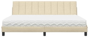 Cama com colchão 200x200 cm tecido cor creme