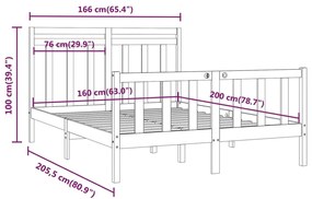 Estrutura de cama 160x200 cm madeira de pinho maciça branco