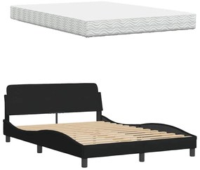 Cama com colchão 140x190 cm tecido preto